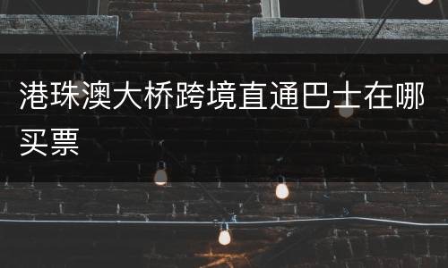 港珠澳大桥跨境直通巴士在哪买票