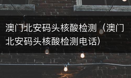 澳门北安码头核酸检测（澳门北安码头核酸检测电话）