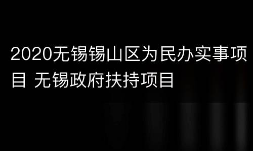 2020无锡锡山区为民办实事项目 无锡政府扶持项目