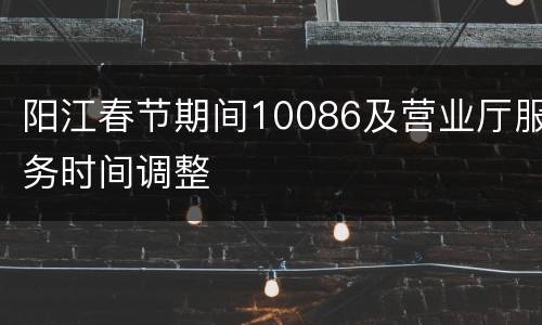 阳江春节期间10086及营业厅服务时间调整