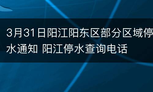 3月31日阳江阳东区部分区域停水通知 阳江停水查询电话
