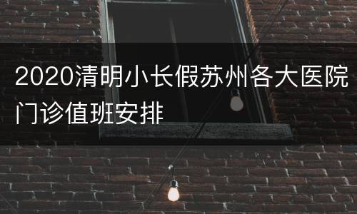 2020清明小长假苏州各大医院门诊值班安排