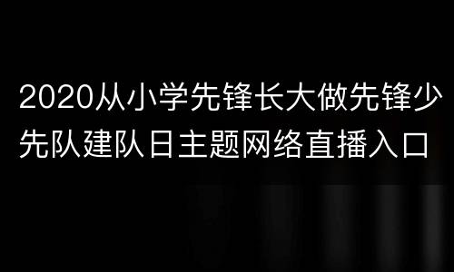 2020从小学先锋长大做先锋少先队建队日主题网络直播入口