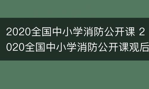2020全国中小学消防公开课 2020全国中小学消防公开课观后感
