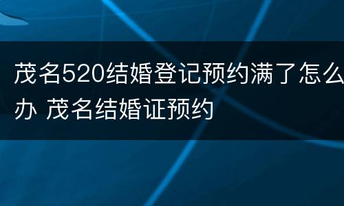 茂名520结婚登记预约满了怎么办 茂名结婚证预约