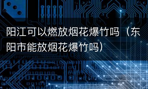阳江可以燃放烟花爆竹吗（东阳市能放烟花爆竹吗）