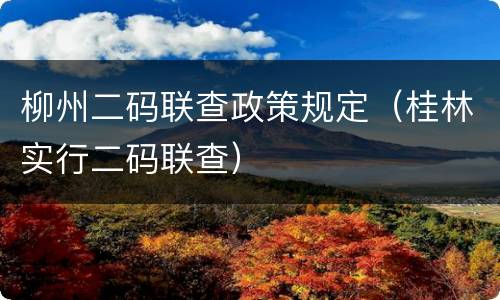 柳州二码联查政策规定（桂林实行二码联查）