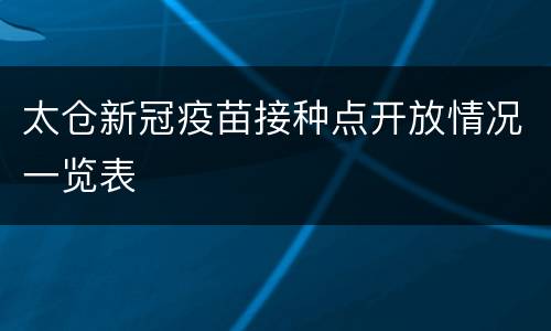 太仓新冠疫苗接种点开放情况一览表