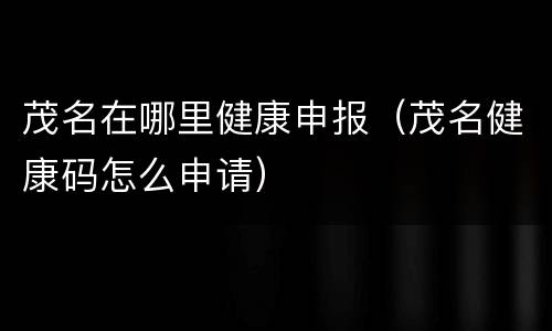 茂名在哪里健康申报（茂名健康码怎么申请）
