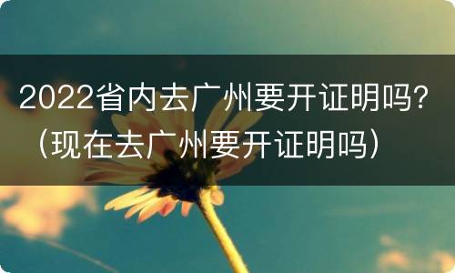 2022省内去广州要开证明吗？（现在去广州要开证明吗）
