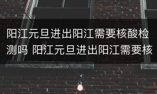 阳江元旦进出阳江需要核酸检测吗 阳江元旦进出阳江需要核酸检测吗最新