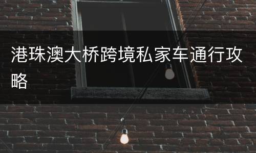 港珠澳大桥跨境私家车通行攻略