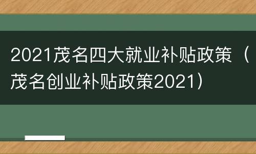 2021茂名四大就业补贴政策（茂名创业补贴政策2021）