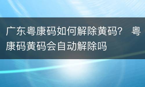 广东粤康码如何解除黄码？ 粤康码黄码会自动解除吗