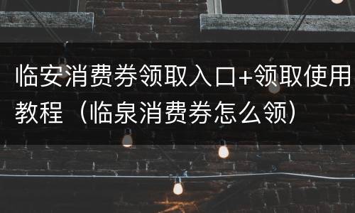 临安消费券领取入口+领取使用教程（临泉消费券怎么领）