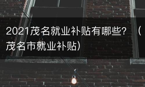2021茂名就业补贴有哪些？（茂名市就业补贴）