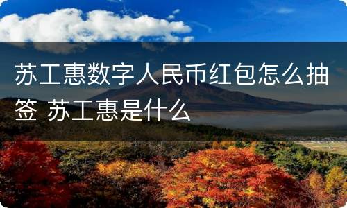 苏工惠数字人民币红包怎么抽签 苏工惠是什么