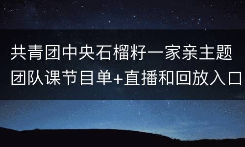 共青团中央石榴籽一家亲主题团队课节目单+直播和回放入口