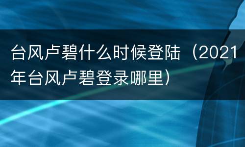 台风卢碧什么时候登陆（2021年台风卢碧登录哪里）