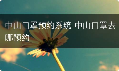 中山口罩预约系统 中山口罩去哪预约