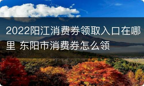 2022阳江消费券领取入口在哪里 东阳市消费券怎么领