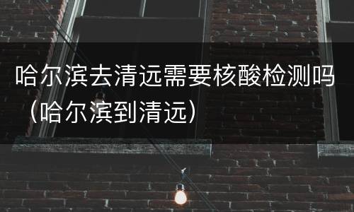 哈尔滨去清远需要核酸检测吗（哈尔滨到清远）