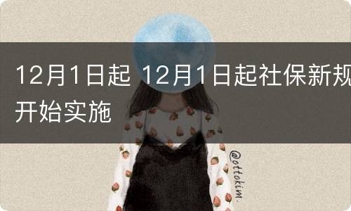 12月1日起 12月1日起社保新规开始实施