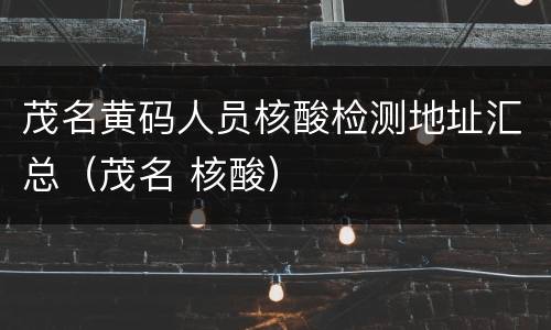 茂名黄码人员核酸检测地址汇总（茂名 核酸）