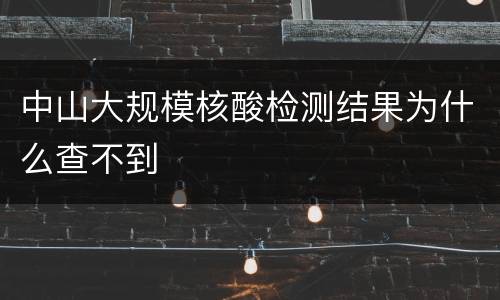 中山大规模核酸检测结果为什么查不到