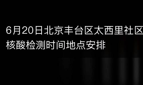 6月20日北京丰台区太西里社区核酸检测时间地点安排