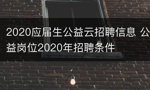 2020应届生公益云招聘信息 公益岗位2020年招聘条件