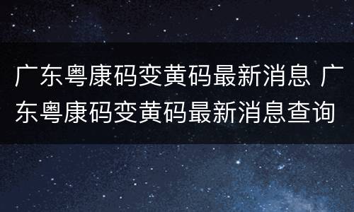 广东粤康码变黄码最新消息 广东粤康码变黄码最新消息查询