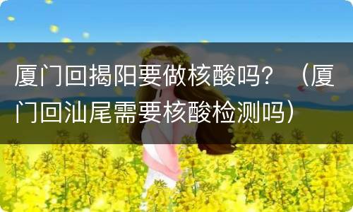 厦门回揭阳要做核酸吗？（厦门回汕尾需要核酸检测吗）