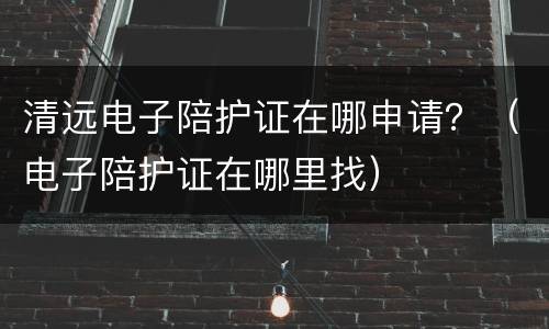 清远电子陪护证在哪申请？（电子陪护证在哪里找）