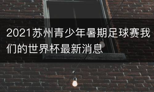 2021苏州青少年暑期足球赛我们的世界杯最新消息