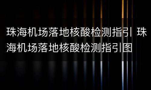珠海机场落地核酸检测指引 珠海机场落地核酸检测指引图