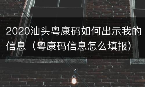 2020汕头粤康码如何出示我的信息（粤康码信息怎么填报）