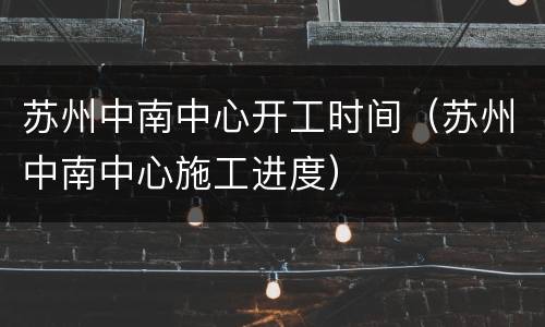 苏州中南中心开工时间（苏州中南中心施工进度）