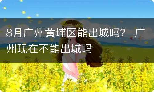 8月广州黄埔区能出城吗？ 广州现在不能出城吗