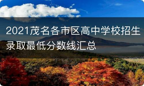 2021茂名各市区高中学校招生录取最低分数线汇总