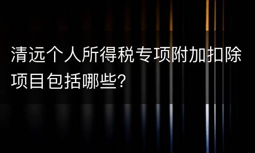 清远个人所得税专项附加扣除项目包括哪些？