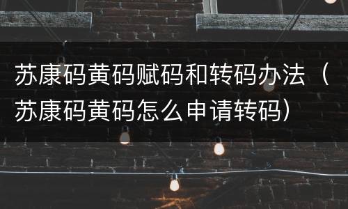 苏康码黄码赋码和转码办法（苏康码黄码怎么申请转码）