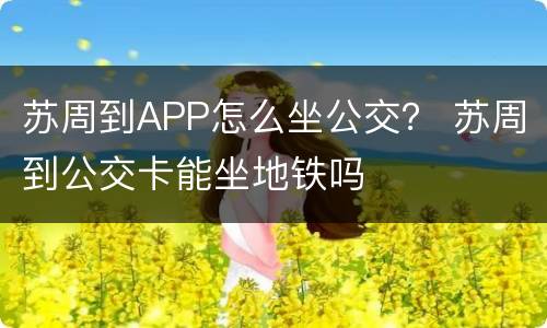 苏周到APP怎么坐公交？ 苏周到公交卡能坐地铁吗