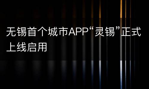 无锡首个城市APP“灵锡”正式上线启用