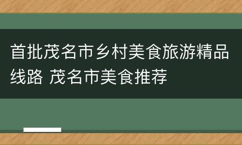 首批茂名市乡村美食旅游精品线路 茂名市美食推荐