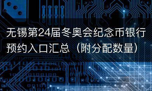 无锡第24届冬奥会纪念币银行预约入口汇总（附分配数量）