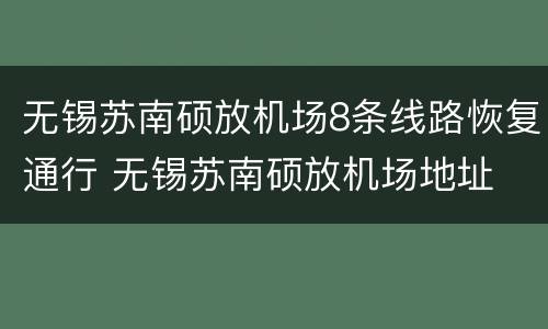 无锡苏南硕放机场8条线路恢复通行 无锡苏南硕放机场地址
