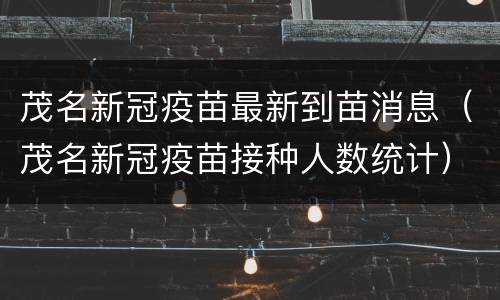 茂名新冠疫苗最新到苗消息（茂名新冠疫苗接种人数统计）