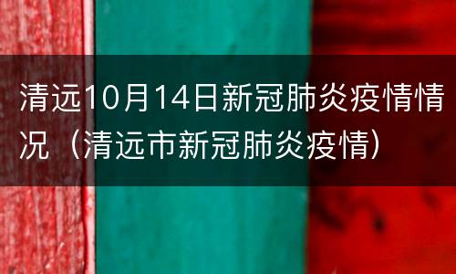 清远10月14日新冠肺炎疫情情况（清远市新冠肺炎疫情）
