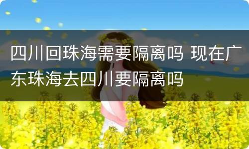四川回珠海需要隔离吗 现在广东珠海去四川要隔离吗